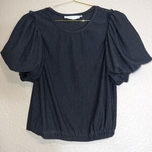 ASTR The Label Black Bubble Sleeve Crew Neck Top Sz XL